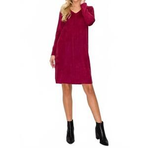 NEW JOH aurora stretch v-neck suede dress in red